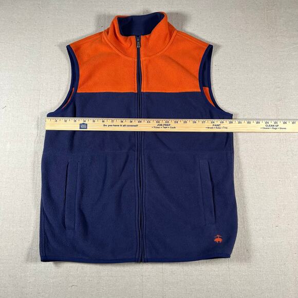 Brooks Brothers 346 Vest Mens Medium Blue Orange Fleece Full Zip Polyester - Picture 4 of 6